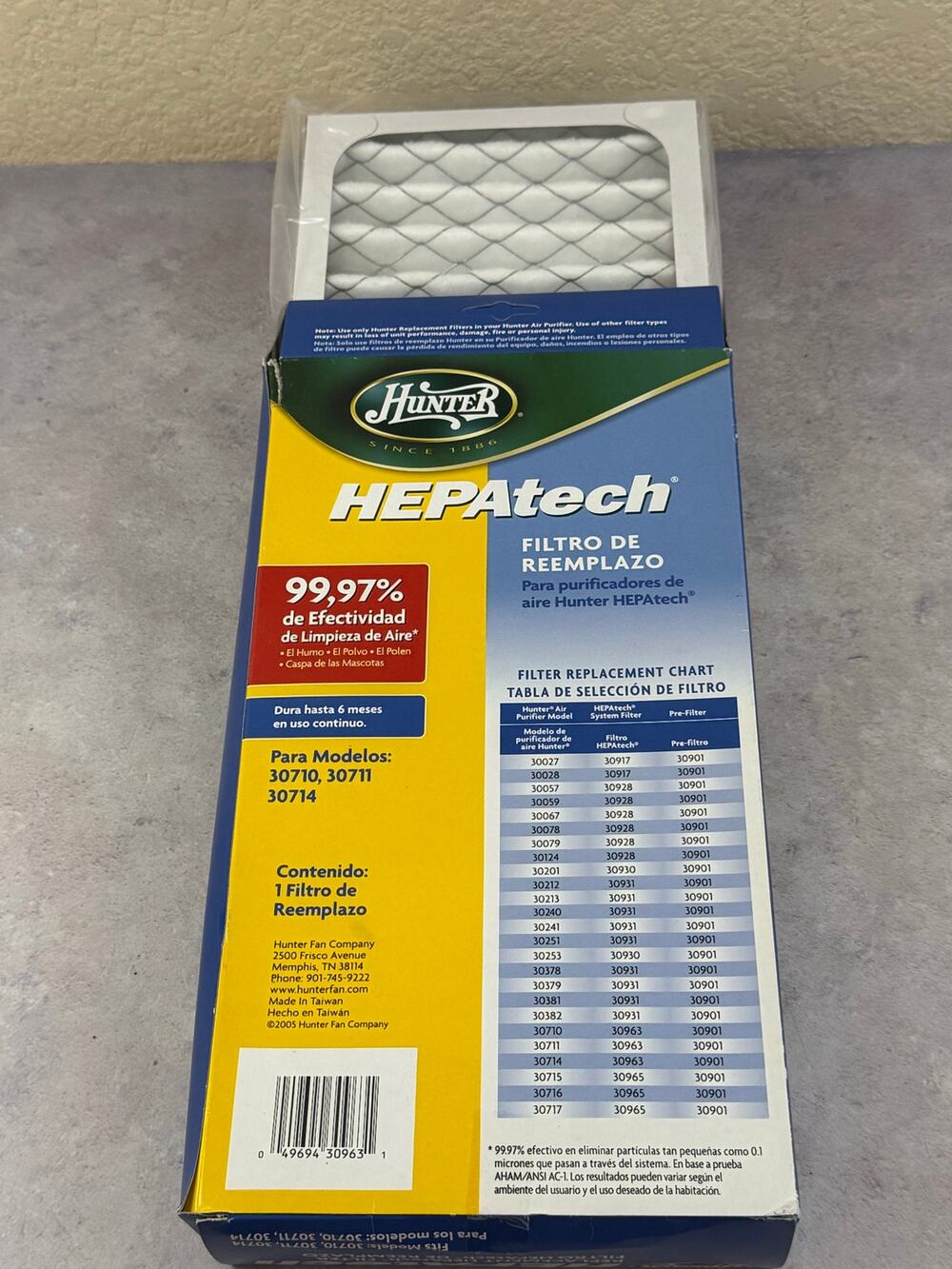 Hunter Hepatech Replacement Filter for Hunter Air Purifiers 30963 NEW